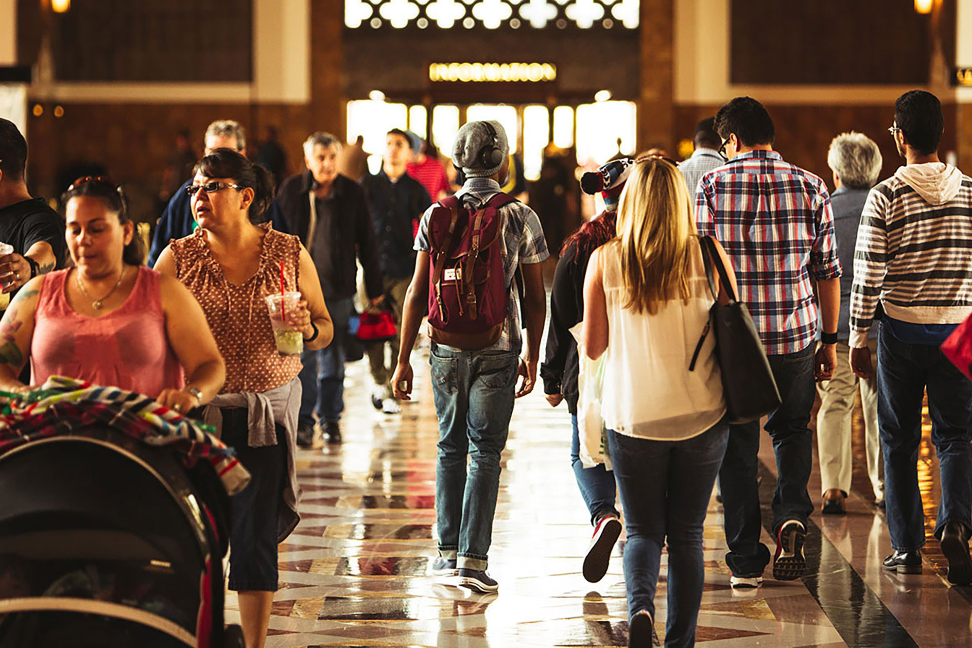 Los Angeles Union Station - passengers walking through terminal
